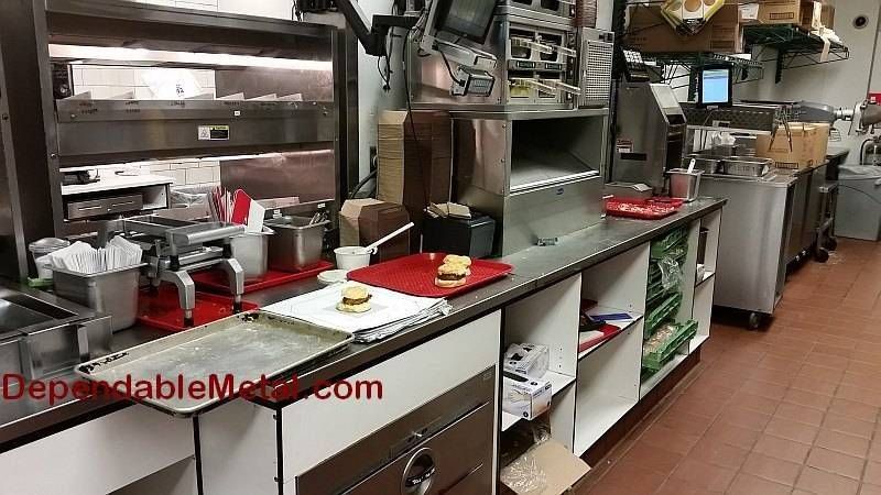 Commercial restaurant equipment, enclosures, countertops, shelves...